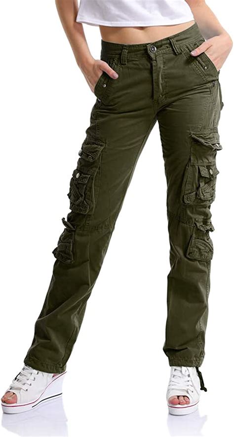 Womens cargo pants handm - Pants in twill with a regular waist and zip fly with a button. Side pockets, large leg pockets with flap, and wide legs.